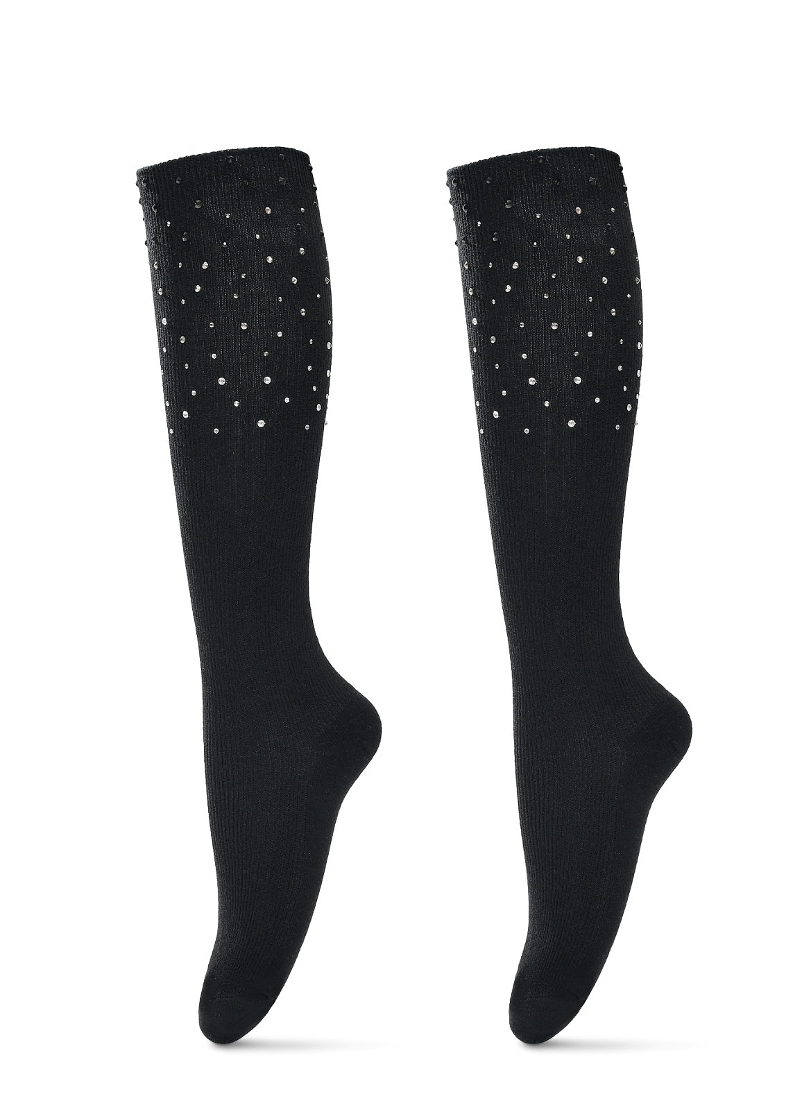 elegante Kniestrümpfe aus Baumwolle mit Glitzer 36/41 für Frauen schwarz NEU