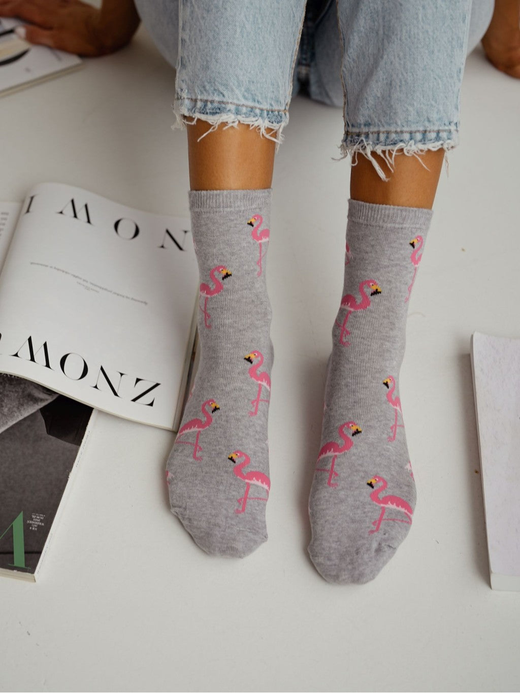 1 Paar Lycille Socken 37/41 aus Baumwolle FLAMINGO