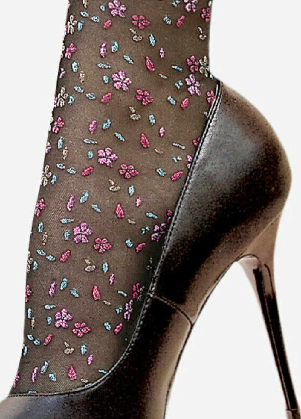 Transparente Damen Socken 20 Den mit floralem Muster