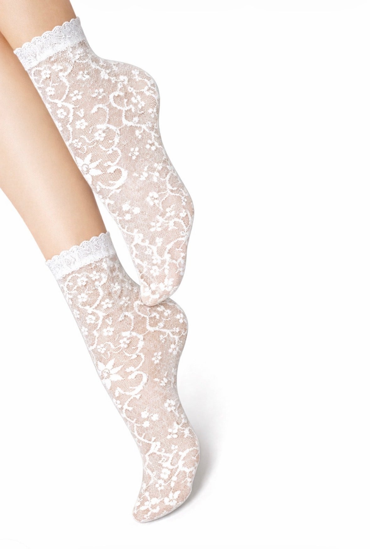 Elegante Spitzen-Söckchen – Transparente Damen Socken mit floralem Muster