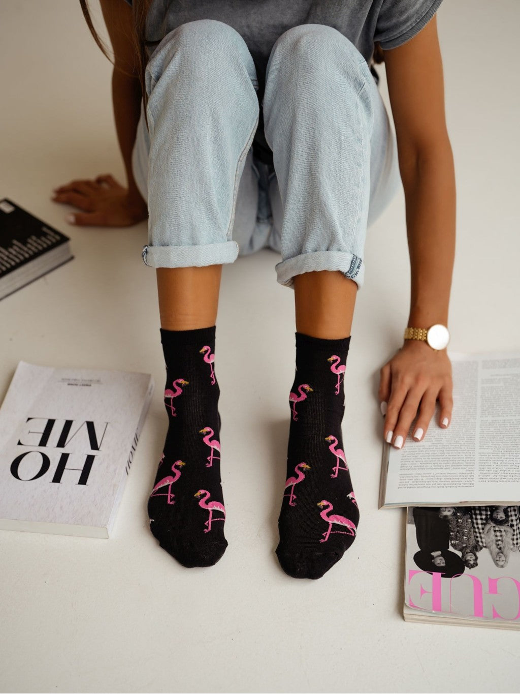 1 Paar Lycille Socken 37/41 aus Baumwolle FLAMINGO