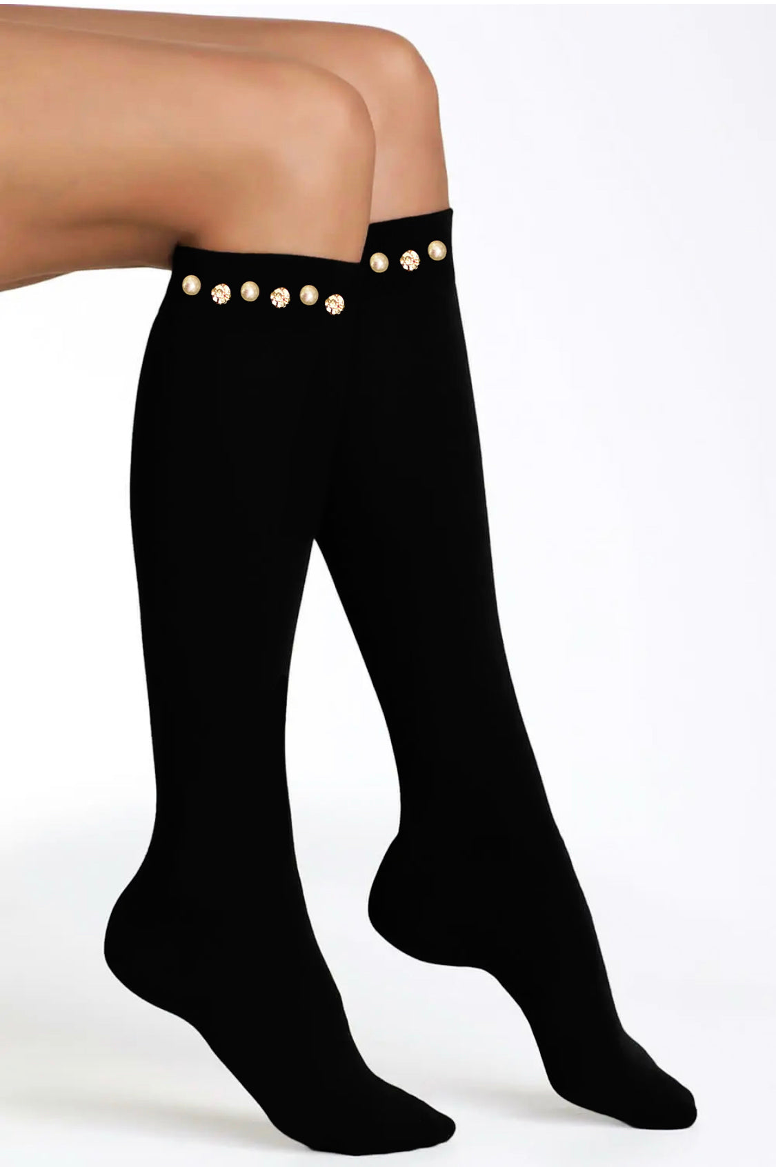 elegante Kniestrümpfe aus Baumwolle mit Glitzer 36/41 für Frauen schwarz NEU