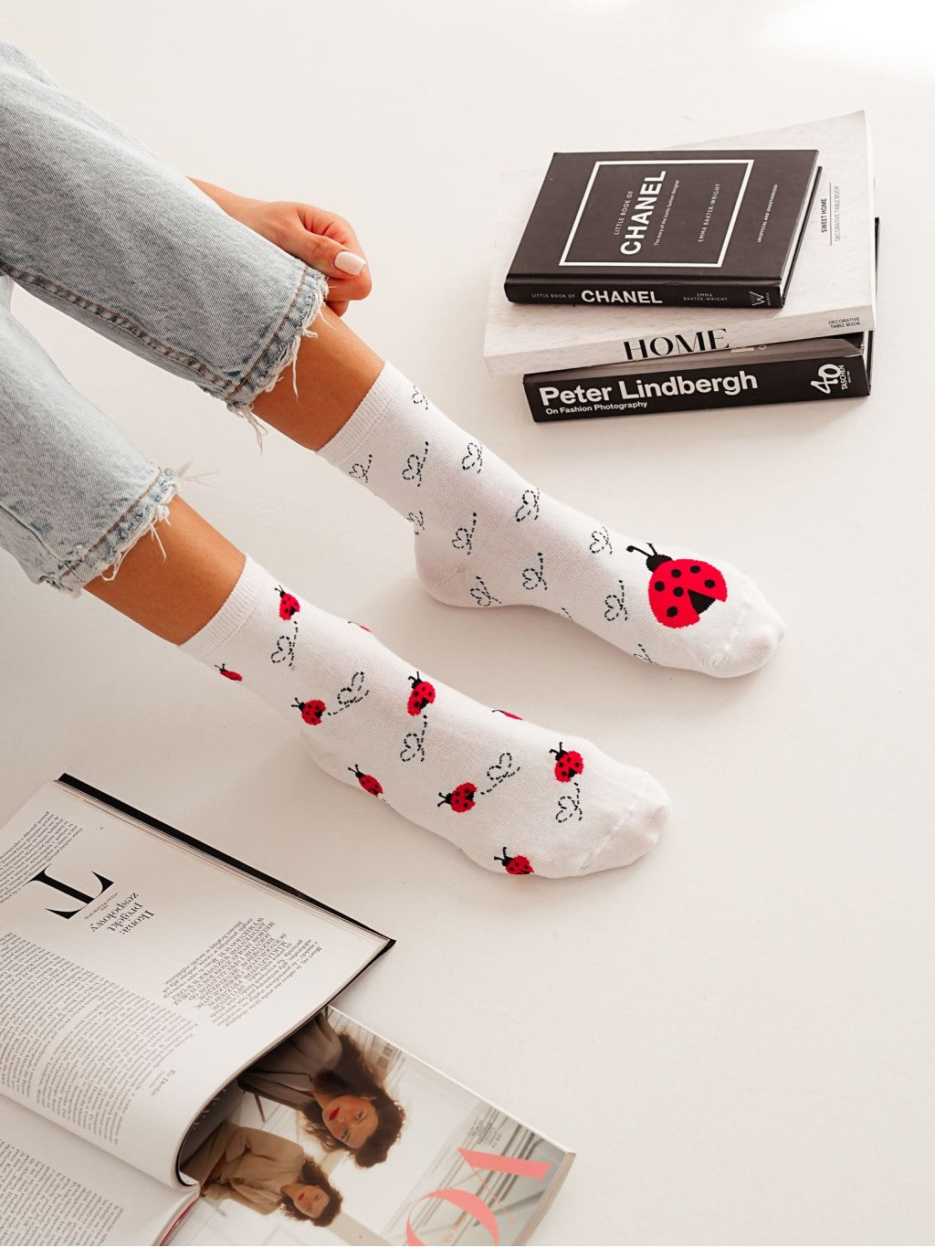 1 Paar Lycille Socken 37/41 aus Baumwolle MARIENKÄFER