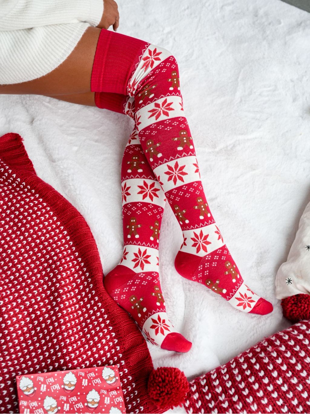 Elegante Overknees-Strümpfe aus Baumwolle 37/41 mit Lebkuchen