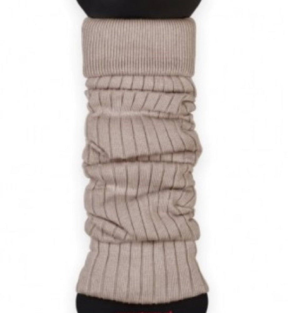 1 Paar Beinstulpen für Frauen aus Baumwolle mit Streifenmuster NEU beige