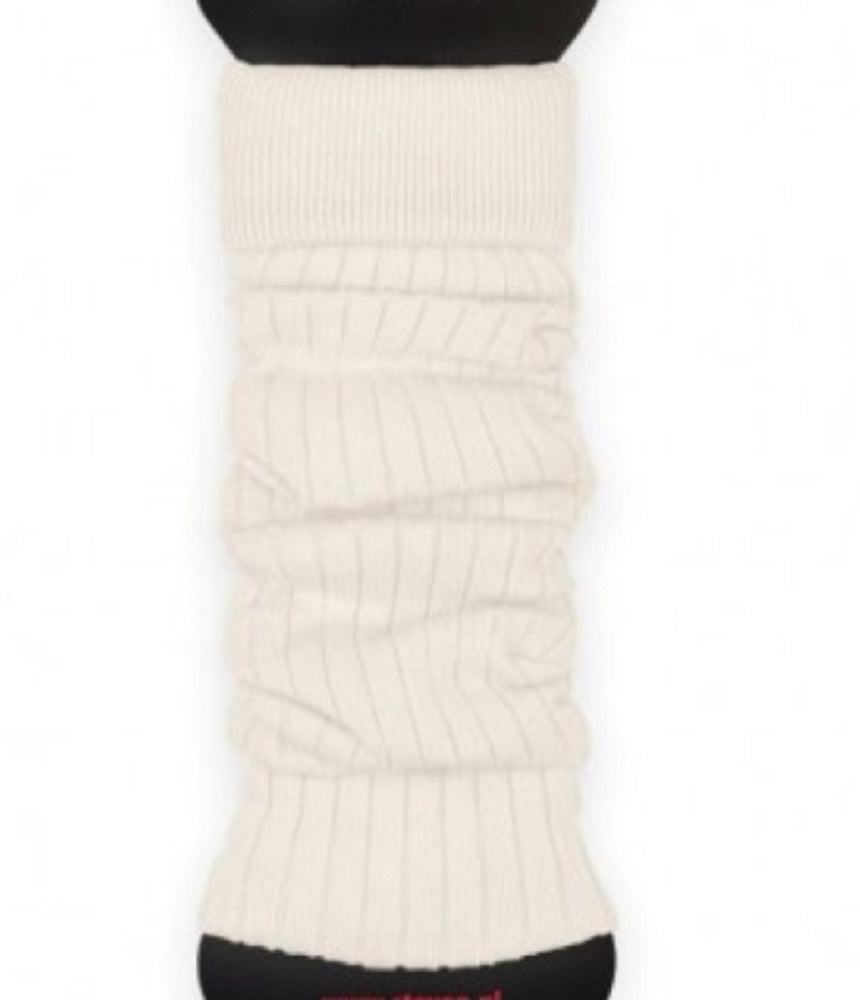 1 Paar Beinstulpen für Frauen aus Baumwolle mit Streifenmuster NEU cremefarben
