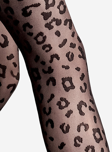 Lycille durchsichtige Damenstrumpfhose 20 Den mit LEOPARDEN-Muster SCHWARZ