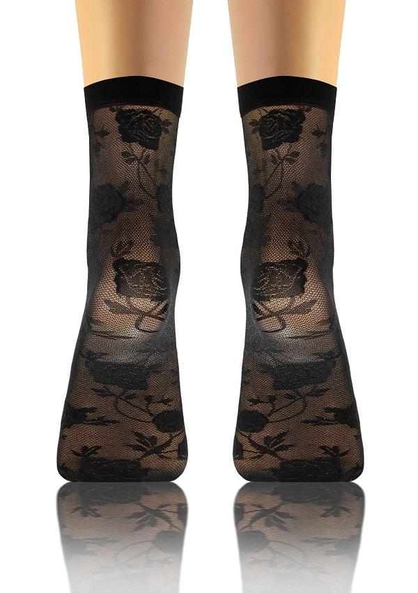Elegante Transparente Damen-Socken mit Rosenmuster