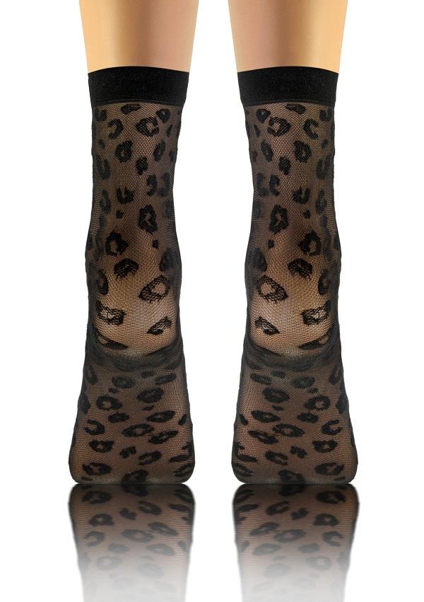 Elegante Transparente Damen-Socken mit Leopardenmuster