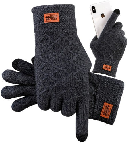 elegante und warme Männer-Handschuhe mit Muster in GRAU in vielen Farben NEU