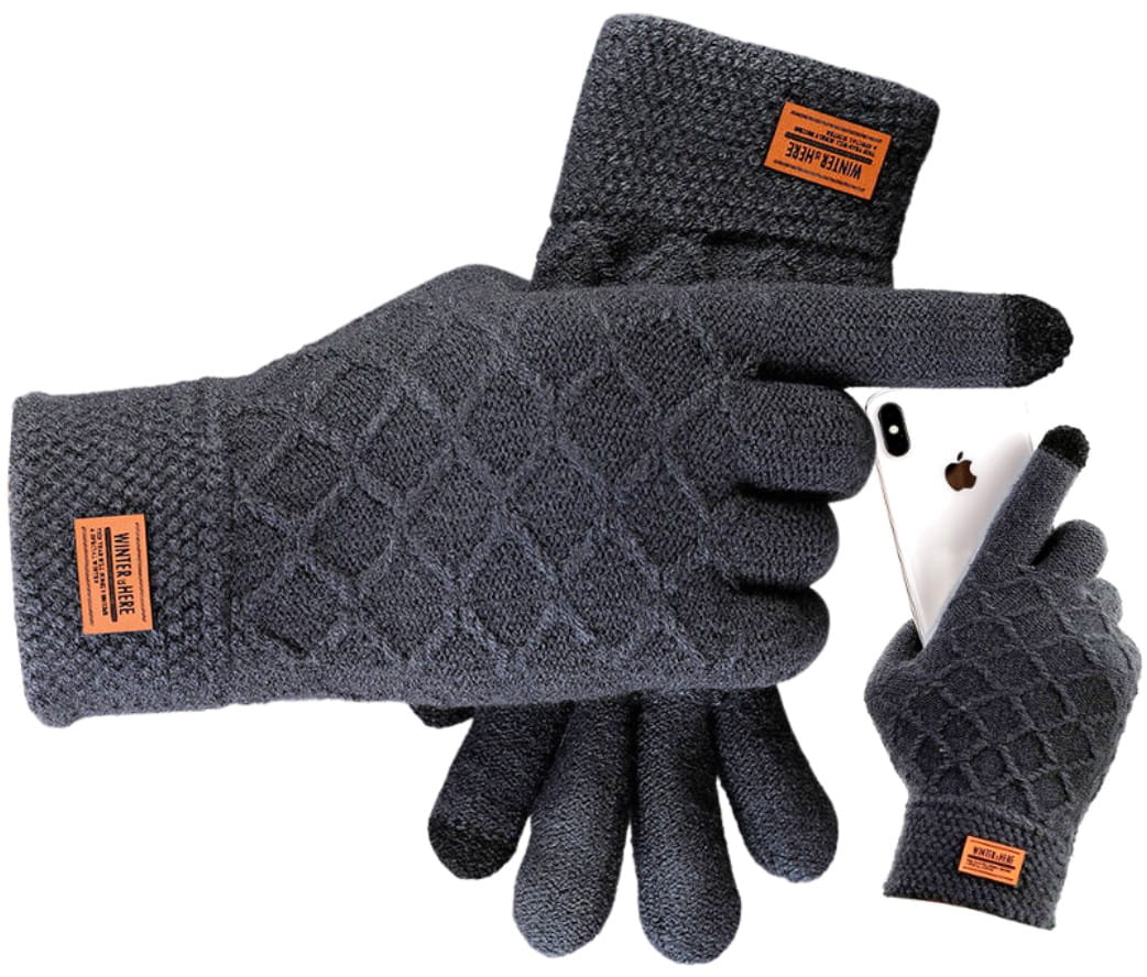 elegante und warme Männer-Handschuhe mit Muster in GRAU in vielen Farben NEU