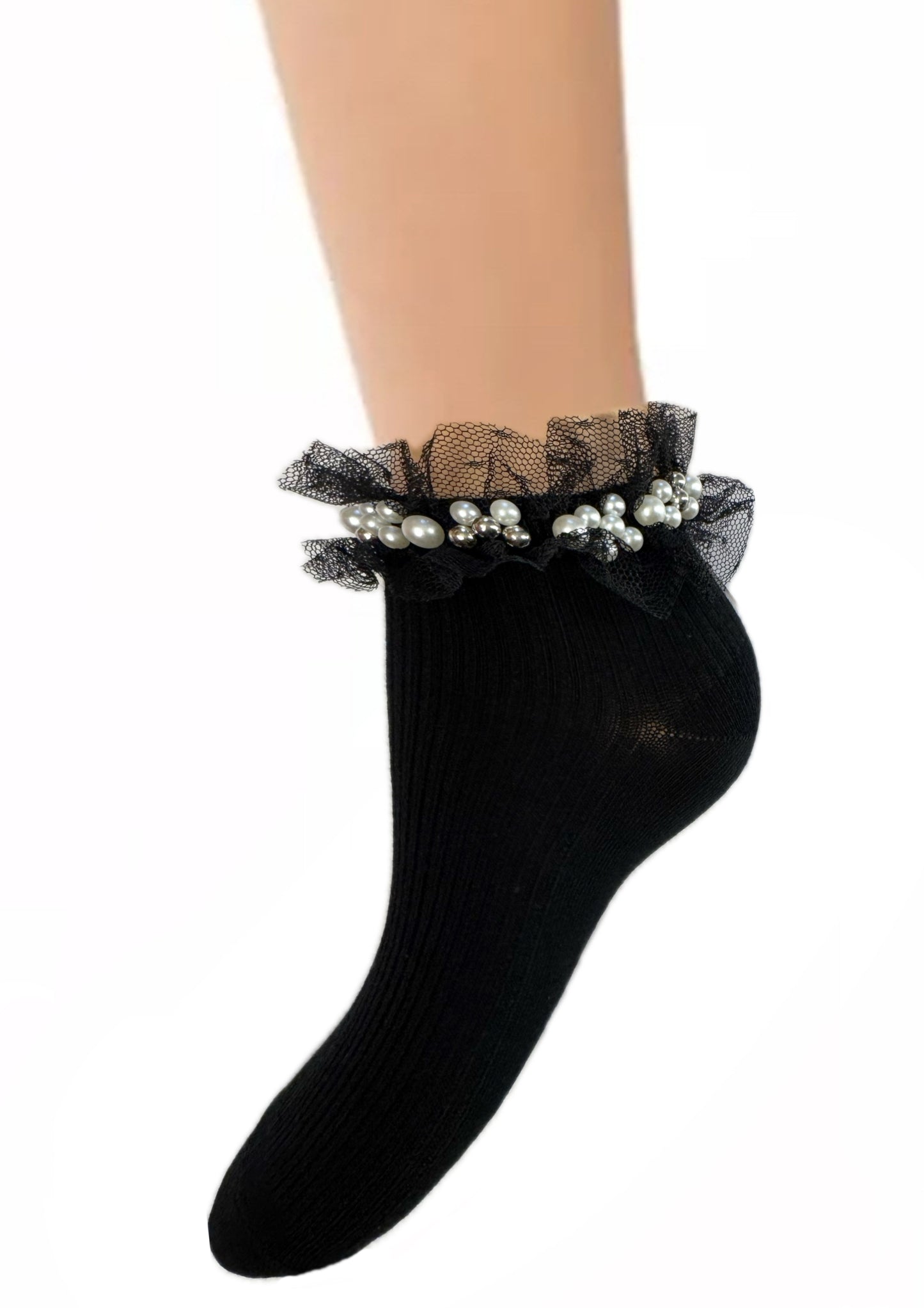 elegante Baumwollsocken mit Glitzer 36/41 für Frauen schwarz NEU