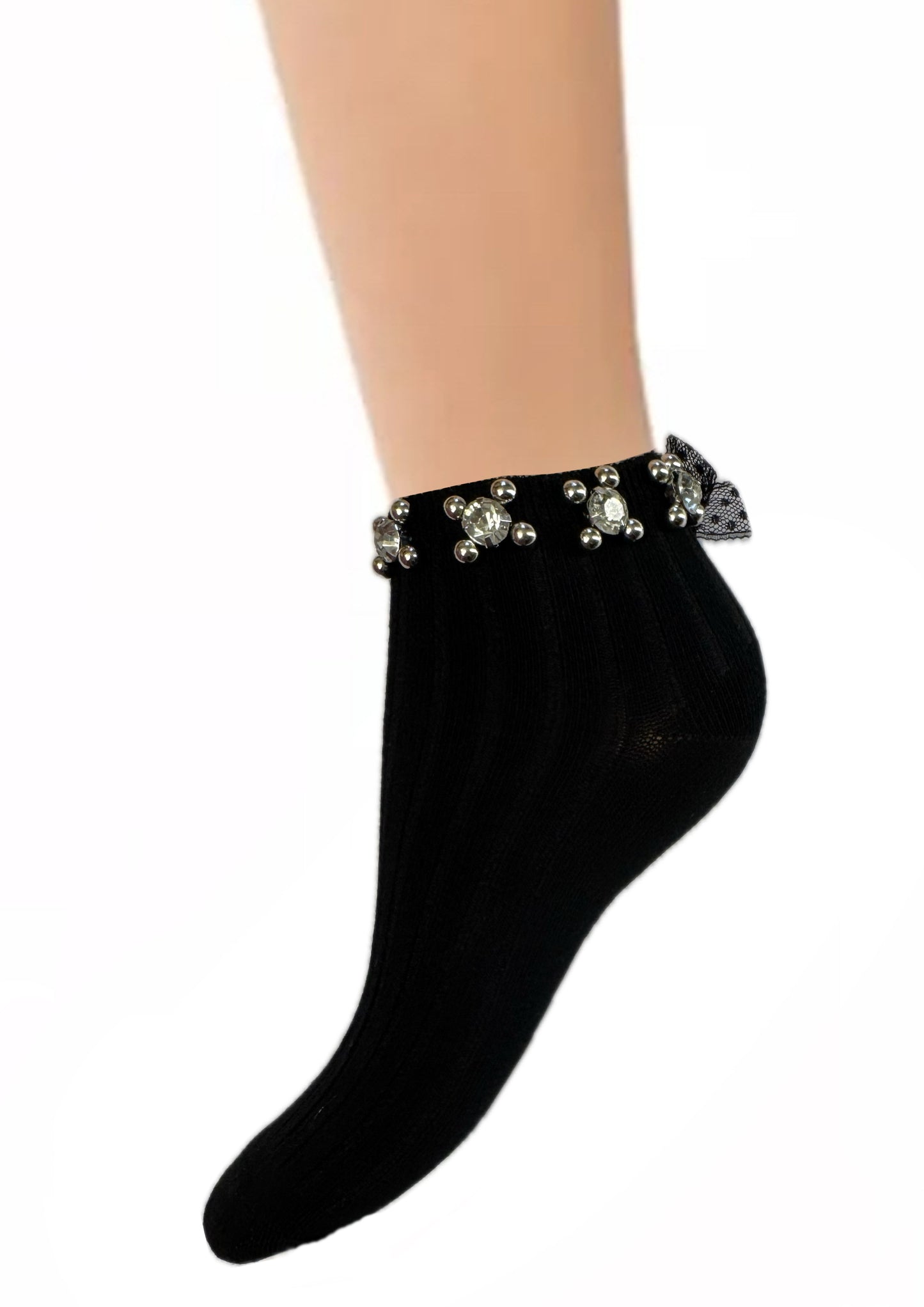 elegante Baumwollsocken mit Glitzer 36/41 für Frauen schwarz NEU