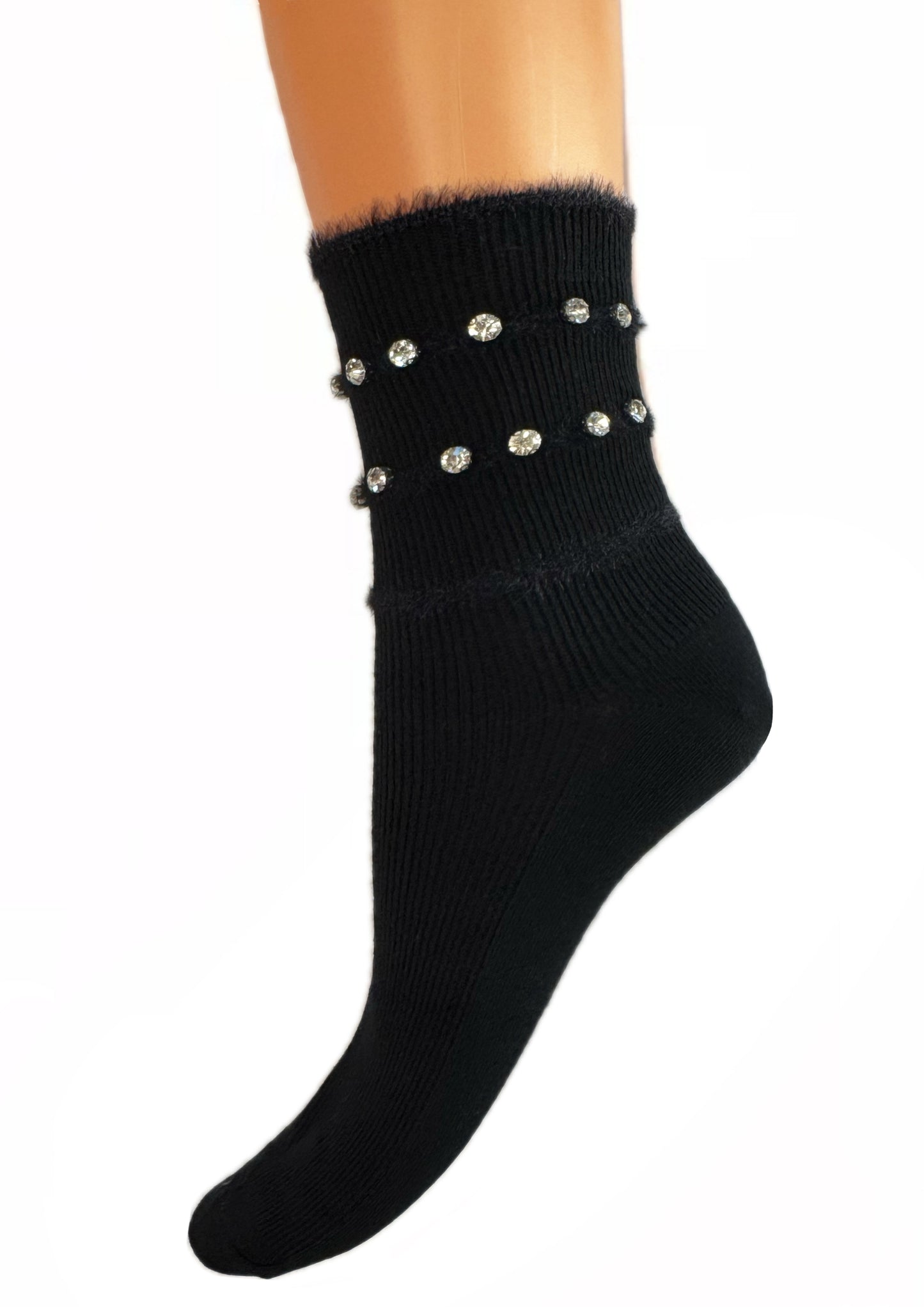 elegante Baumwollsocken mit Glitzer 36/41 für Frauen schwarz NEU