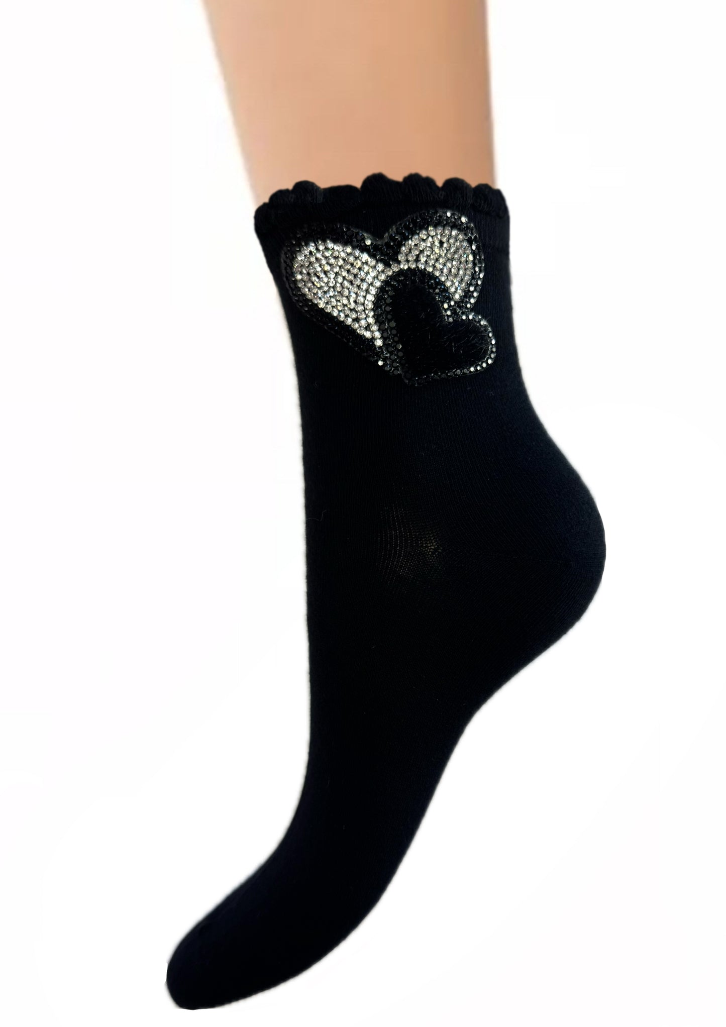 elegante Baumwollsocken mit Glitzer 36/41 für Frauen schwarz NEU