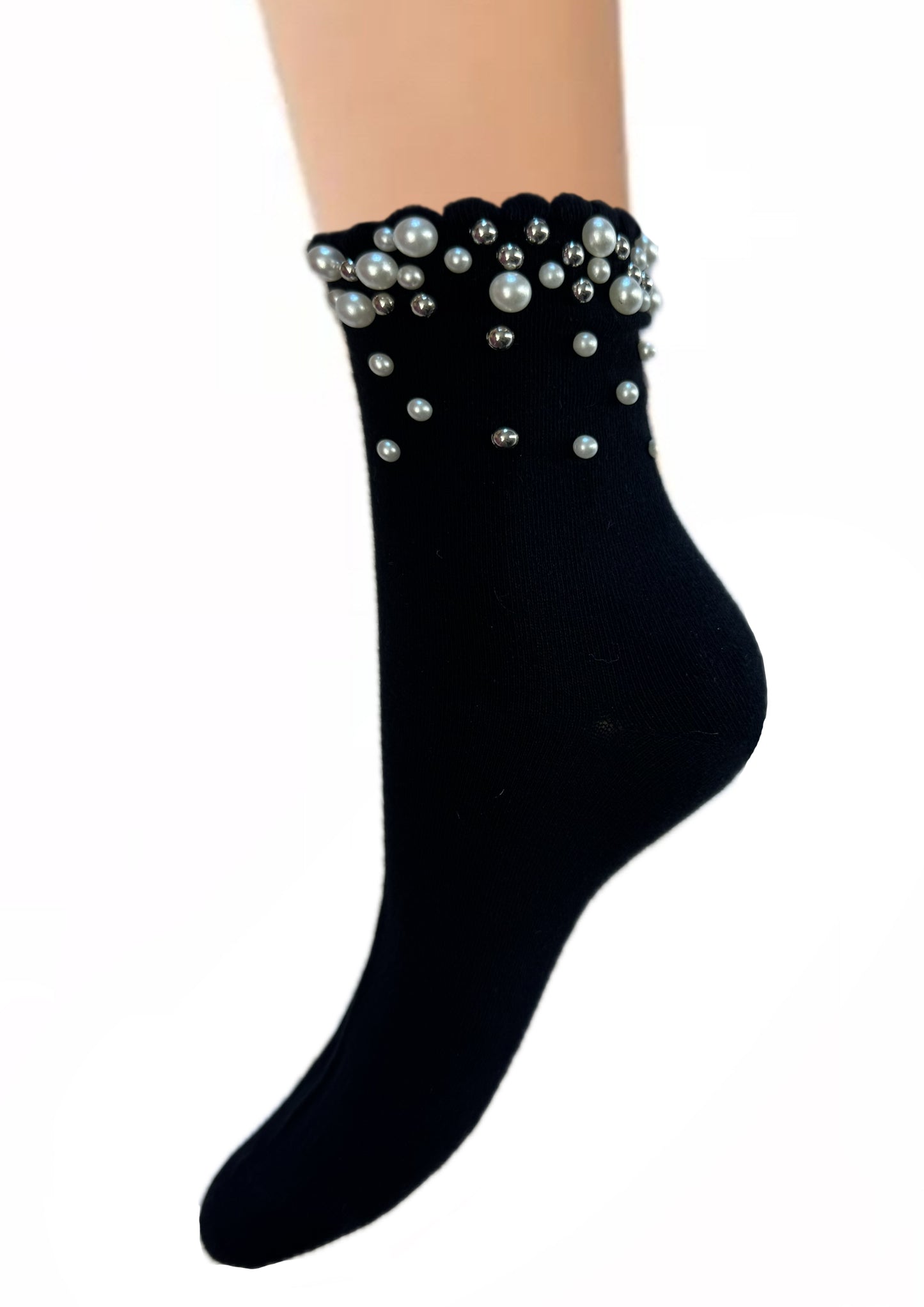 elegante Baumwollsocken mit Glitzer 36/41 für Frauen schwarz NEU