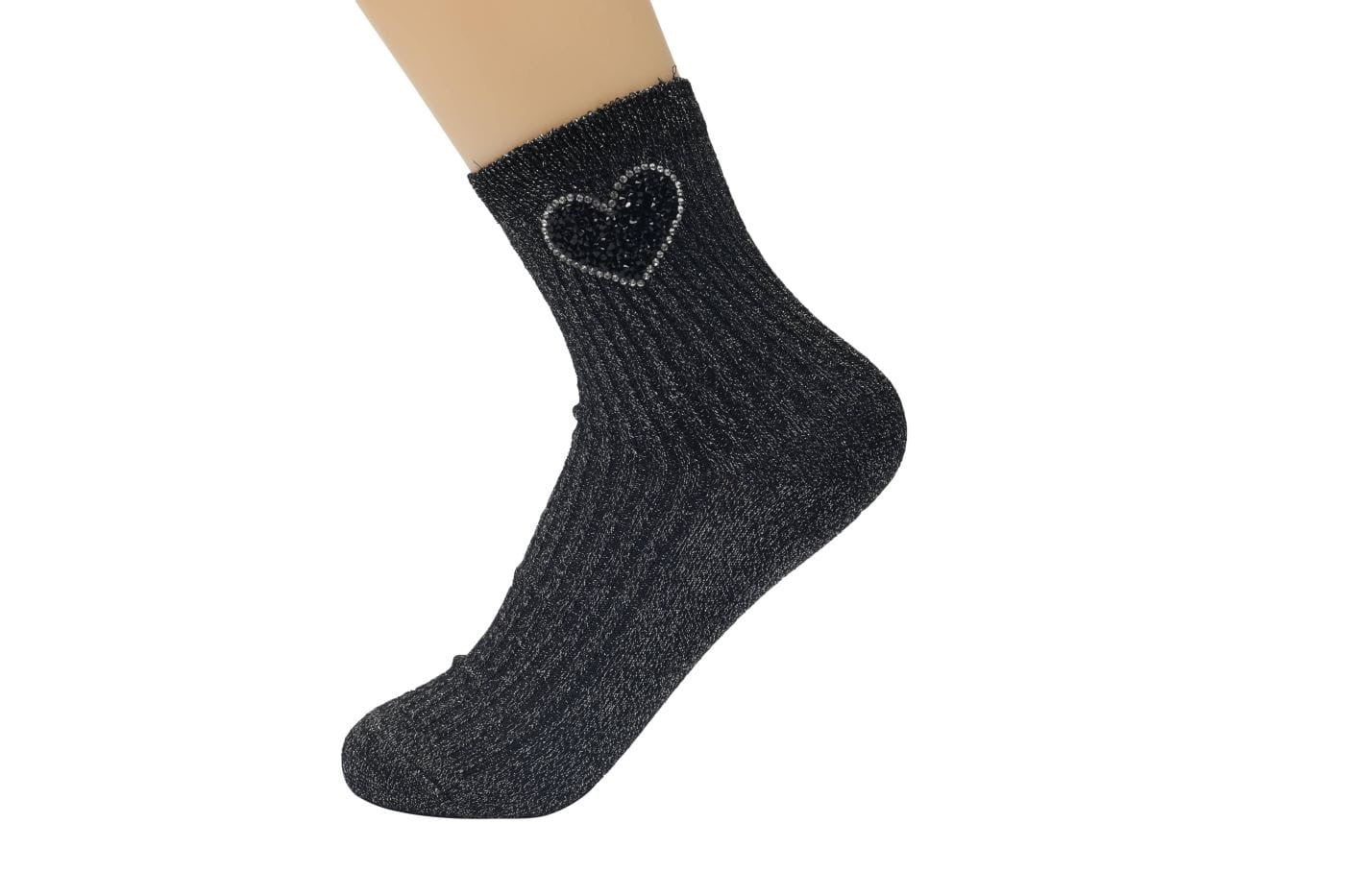 elegante Baumwollsocken mit Glitzer 36/41 für Frauen schwarz NEU