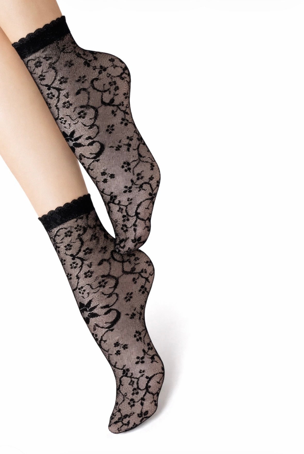 Elegante Spitzen-Söckchen – Transparente Damen Socken mit floralem Muster