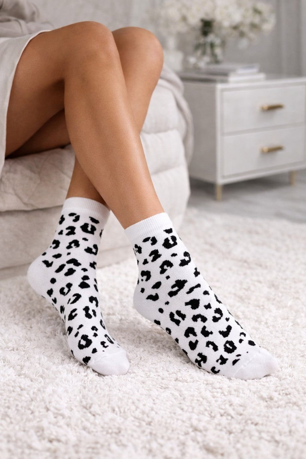Leo Socken Damen schwarz weiß