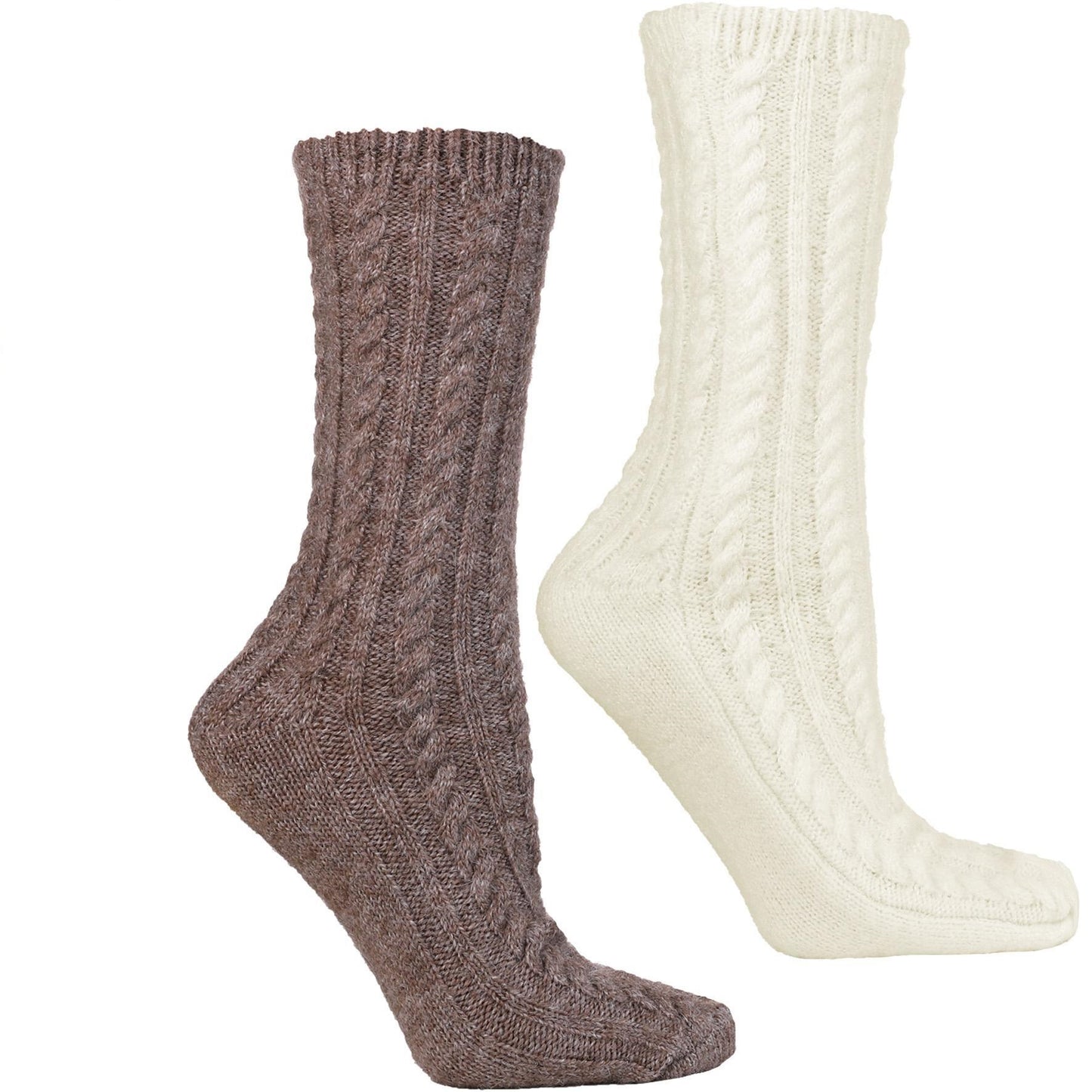 2-er Pack elegante Wollsocken mit Zopfmuster 38/41 für Mädchen und Frauen NEU