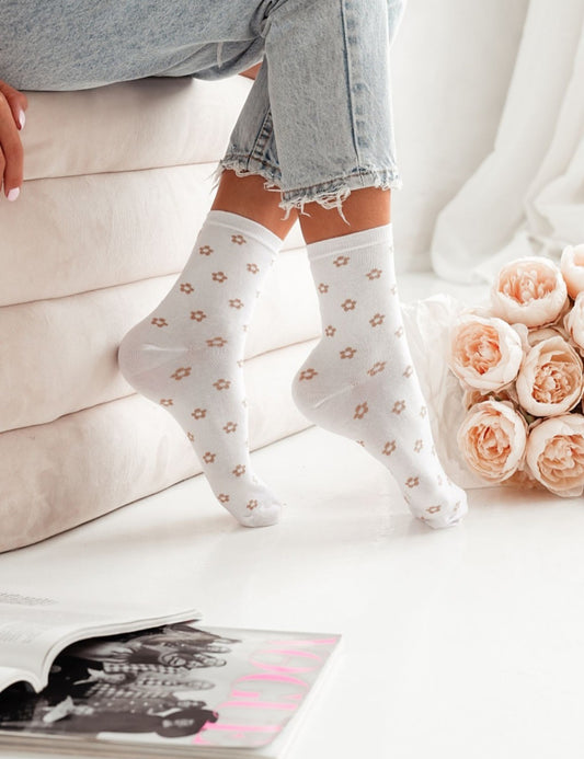 1 Paar moderne Lycille Socken 37/41 aus Baumwolle mit Blumenmotiv
