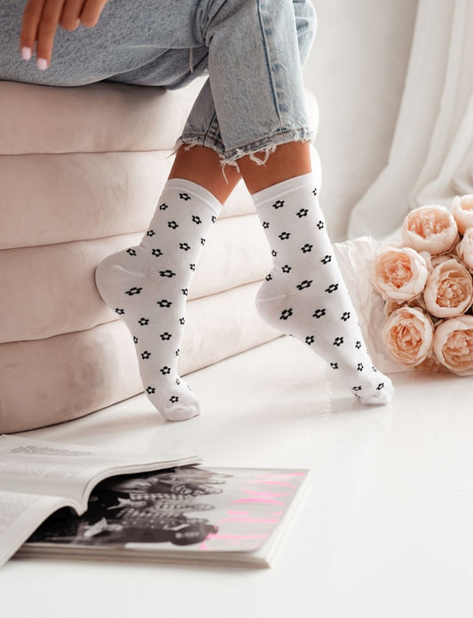 1 Paar moderne Lycille Socken 37/41 aus Baumwolle mit Blumenmotiv