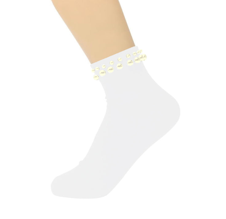 elegante Baumwollsocken mit Glitzer 36/41 für Frauen weiß NEU