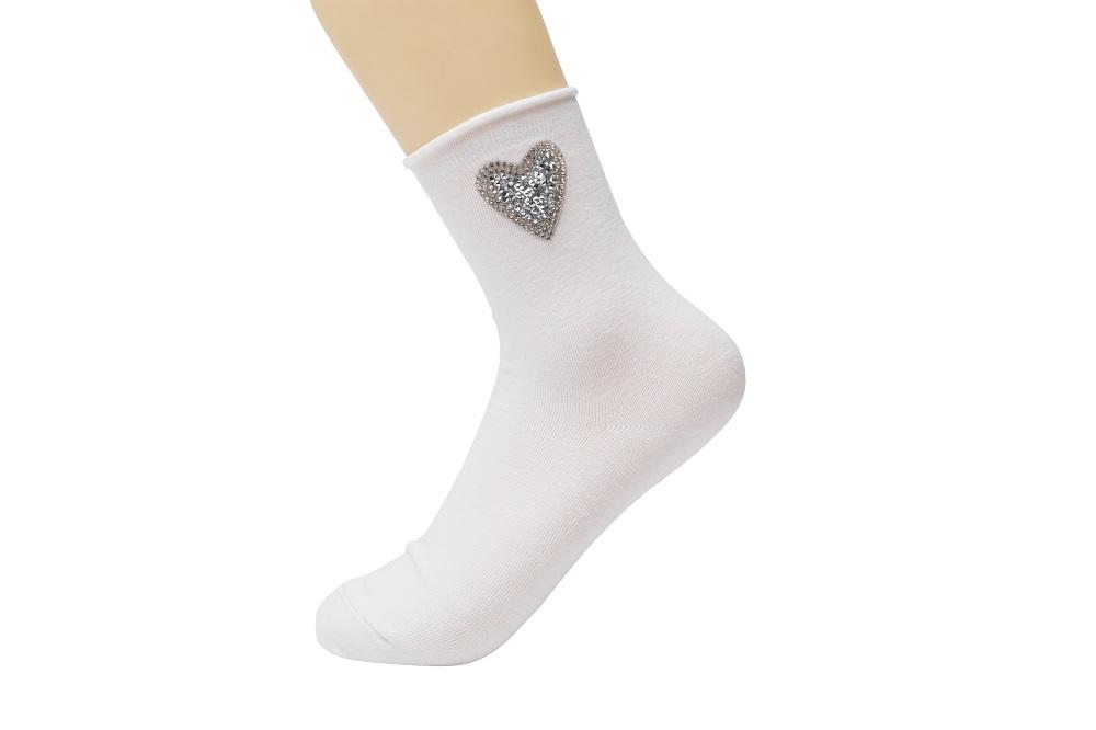 elegante Baumwollsocken mit Glitzer 30/35 für Mädchen weiß NEU