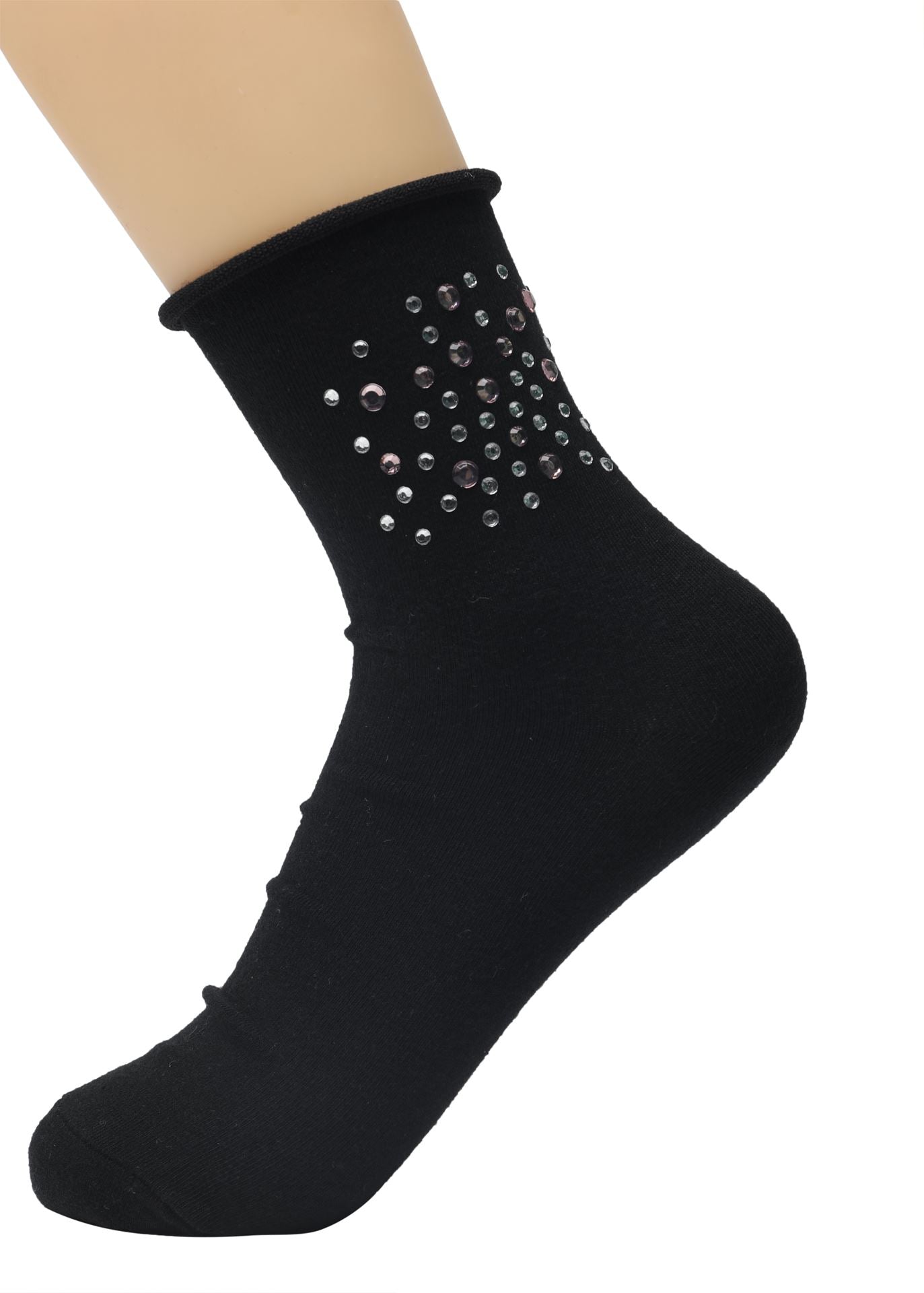 elegante Baumwollsocken mit Glitzer 36/41 für Frauen schwarz NEU