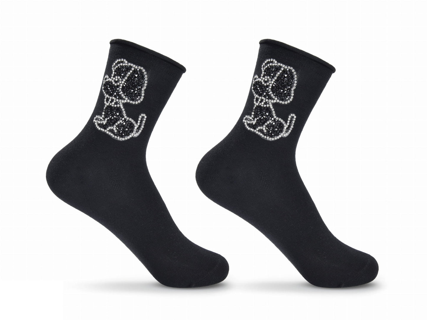 elegante Baumwollsocken mit Glitzer 30/35 für Mädchen schwarz NEU