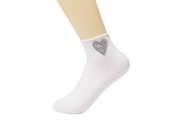 elegante Baumwollsocken mit Glitzer 36/41 für Frauen weiß NEU