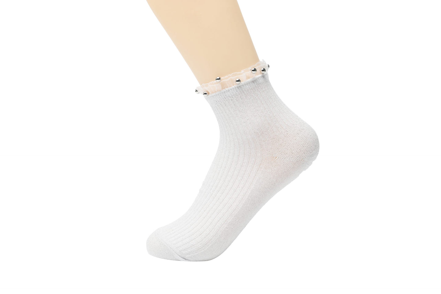 elegante Baumwollsocken mit Glitzer 36/41 für Frauen weiß NEU