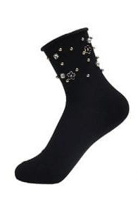 elegante Baumwollsocken mit Glitzer 36/41 für Frauen schwarz NEU