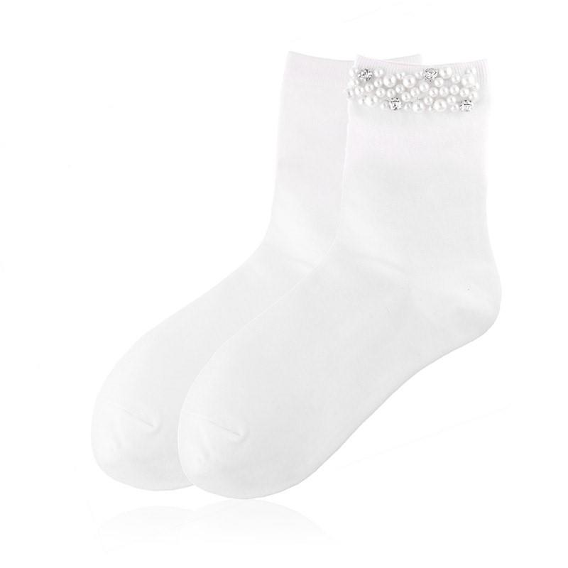 elegante Baumwollsocken mit Glitzer 36/41 für Frauen weiß NEU