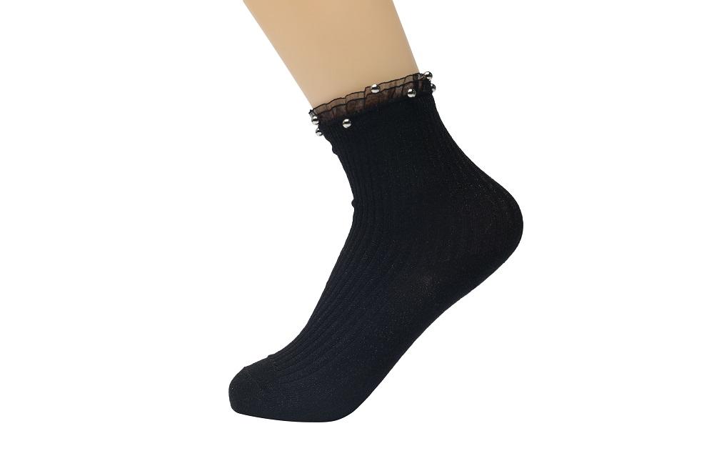 elegante Baumwollsocken mit Glitzer 30/35 für Mädchen schwarz NEU