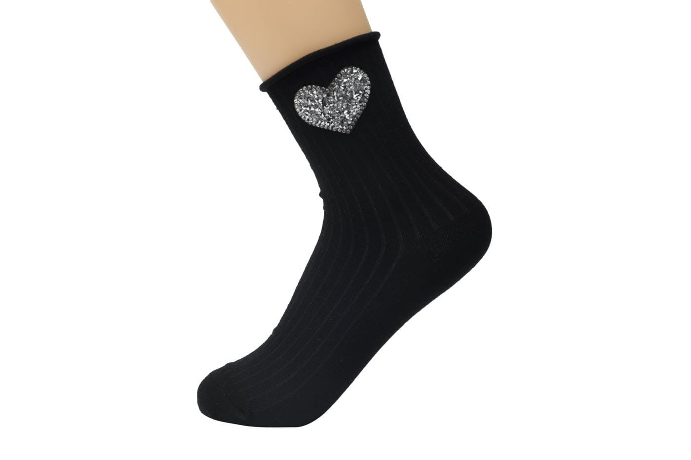 elegante Baumwollsocken mit Glitzer 36/41 für Frauen schwarz NEU