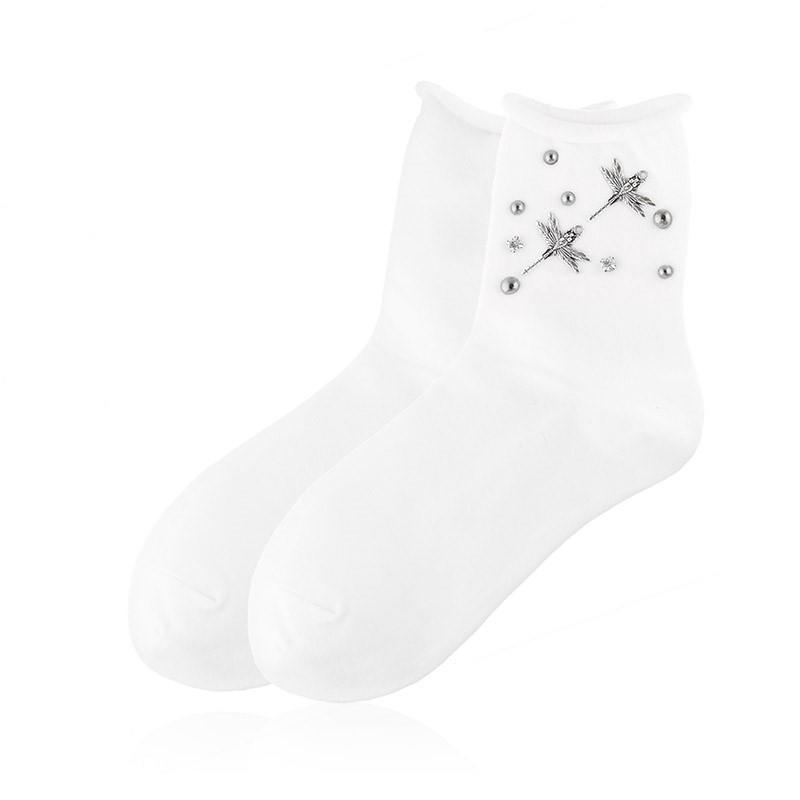 elegante Baumwollsocken mit Glitzer 36/41 für Frauen weiß NEU