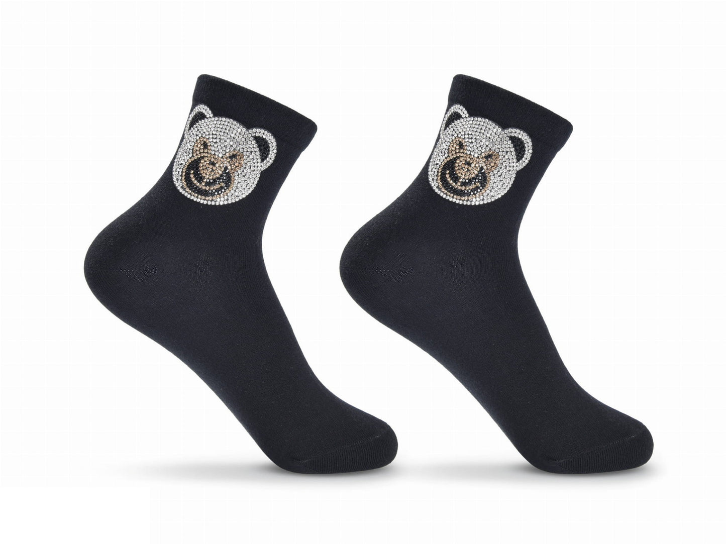 elegante Baumwollsocken mit Glitzer 30/35 für Mädchen schwarz NEU