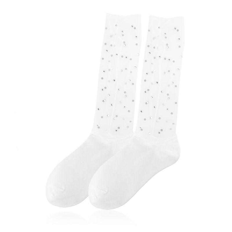 elegante Baumwollsocken mit Glitzer 36/41 für Frauen weiß NEU