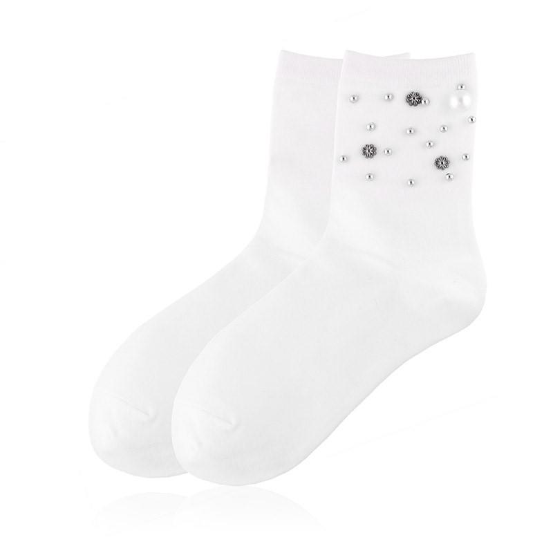 elegante Baumwollsocken mit Glitzer 36/41 für Frauen weiß NEU