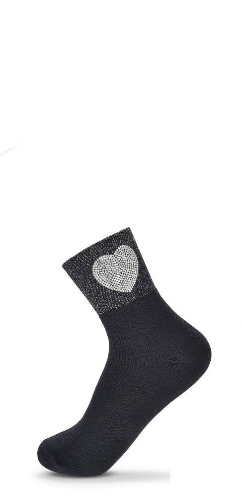 elegante Baumwollsocken mit Glitzer 30/35 für Mädchen schwarz NEU