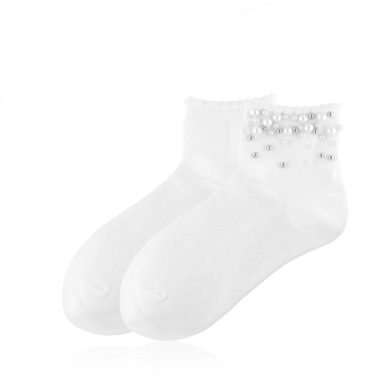 elegante Baumwollsocken mit Glitzer 36/41 für Frauen weiß NEU