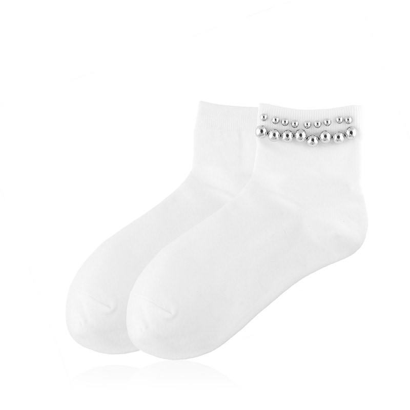 elegante Baumwollsocken mit Glitzer 36/41 für Frauen weiß NEU