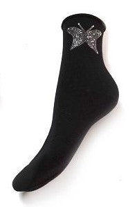 elegante Baumwollsocken mit Glitzer 36/41 für Frauen schwarz NEU