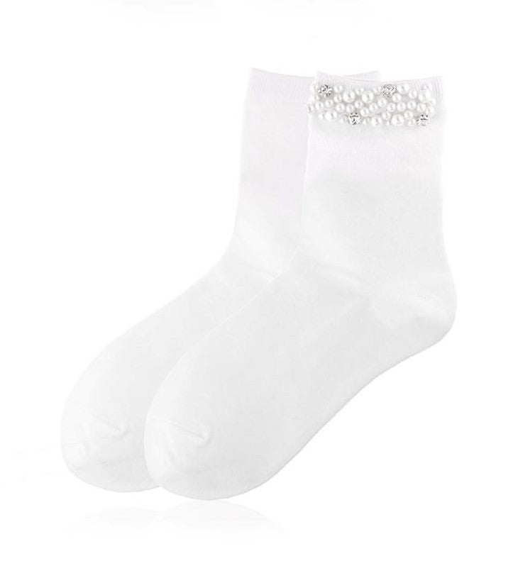 elegante Baumwollsocken mit Glitzer 36/41 für Frauen weiß NEU