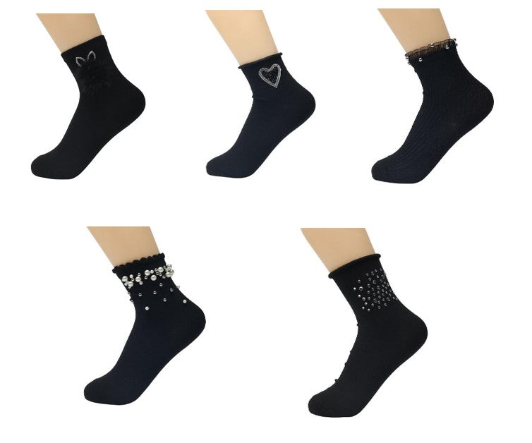 elegante Baumwollsocken mit Glitzer 30/35 für Mädchen schwarz NEU