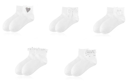 elegante Baumwollsocken mit Glitzer 36/41 für Frauen weiß NEU