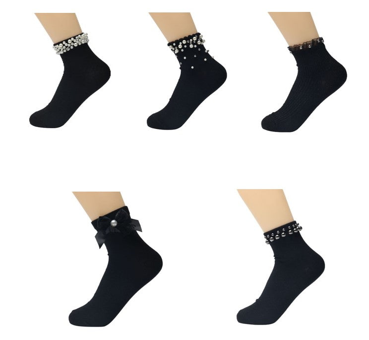 elegante Baumwollsocken mit Glitzer 36/41 für Frauen schwarz NEU