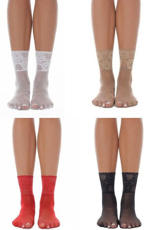 elegante durchsichtige Netz-Socken mit Spitze 20 Den NEU